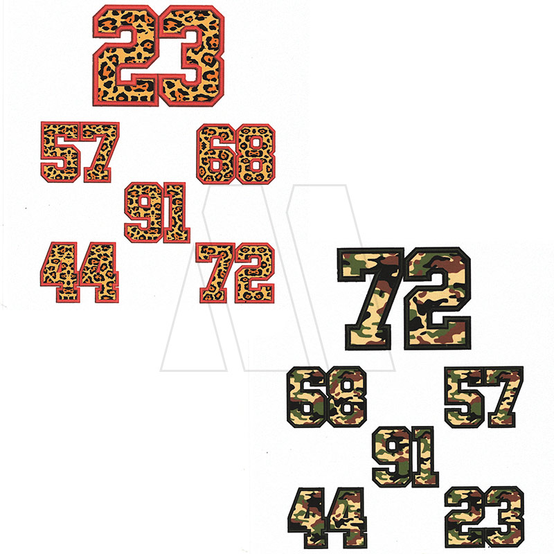 APLIQUE BORDADO TERMOAD NUMERO DOBLE ANIMAL PRINT - CAMUFLADO X 4UN