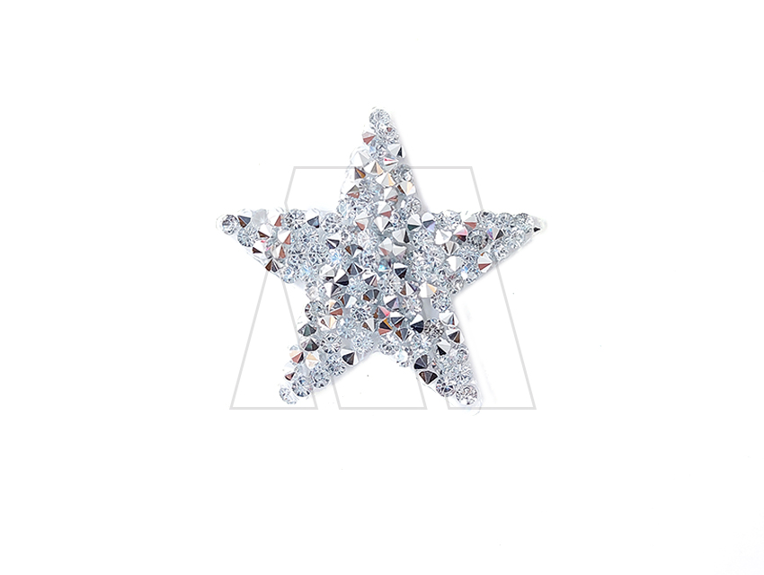 APLIQUE DE PIEDRAS Y STRASS TERMOAD ESTRELLA PLATEADA X 2UN