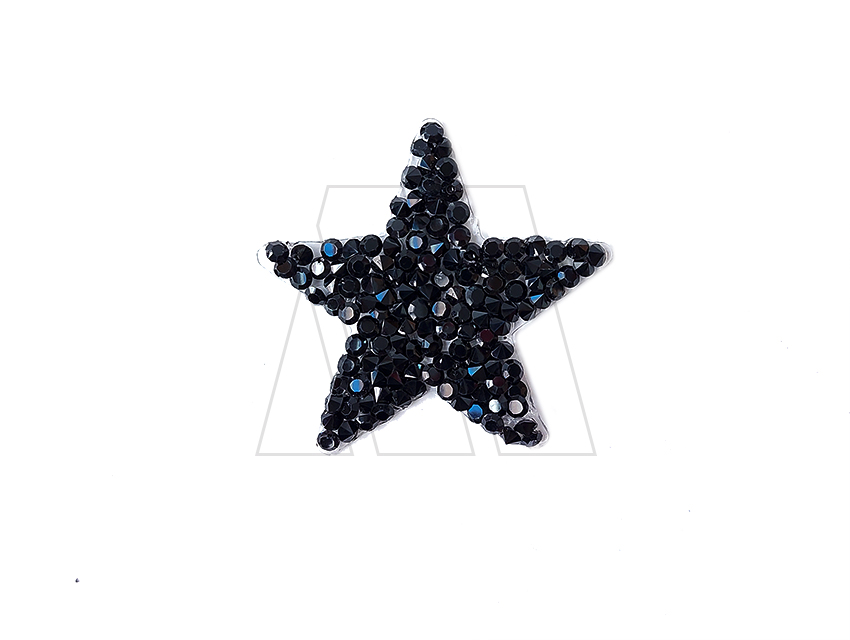 APLIQUE DE PIEDRAS Y STRASS TERMOAD ESTRELLA NEGRA X 2UN