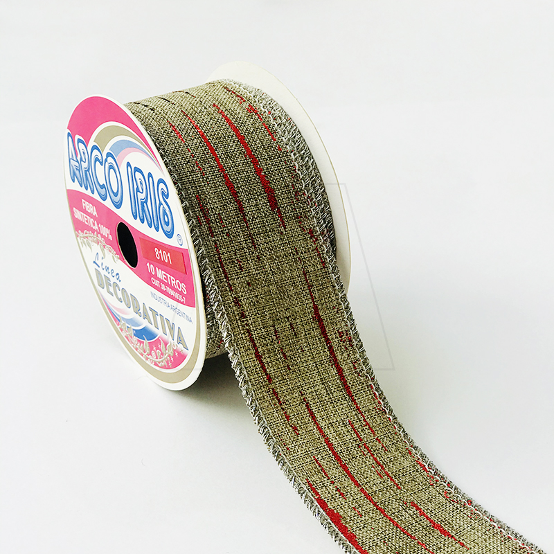 CINTA YUTE C/LUREX ROJO X 10MTS