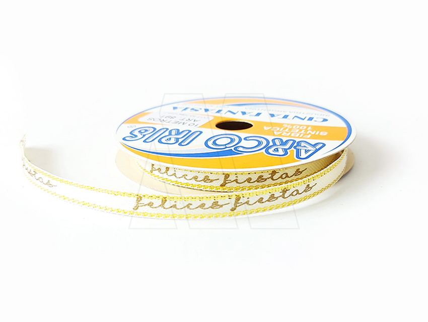 CINTA RASO CON LUREX ESTAMPADO 6MM X 10MTS
