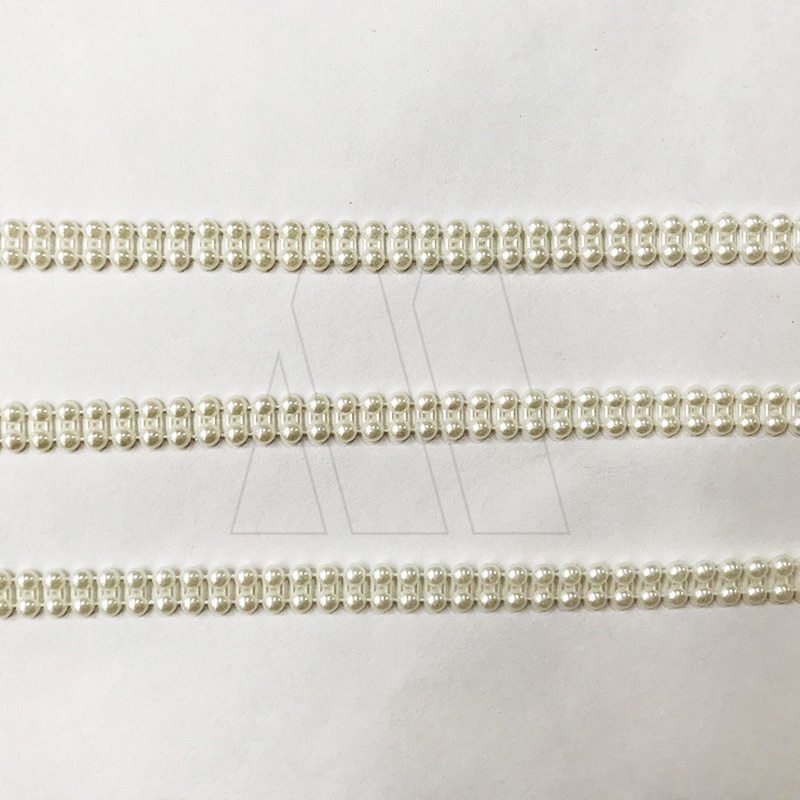 GALON DOBLE PERLA BLANCO 4MM X 25YDS