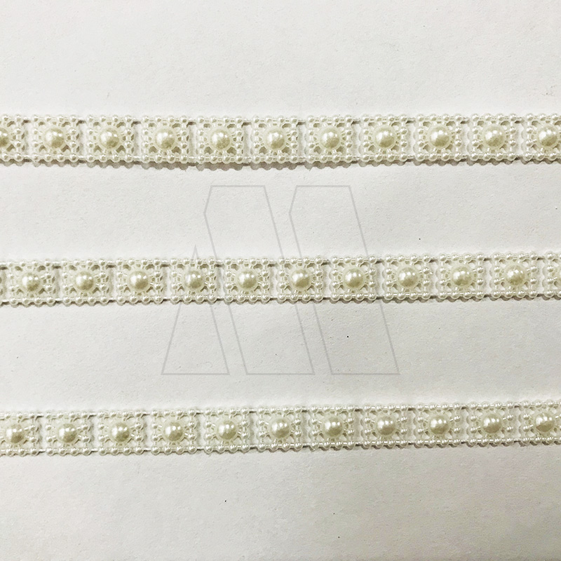 GALON PERLA CUADRADO BLANCO 10MM X 25YDS
