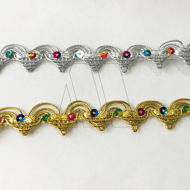 GALON PICO ONDA DORADO-PLATEADO 20MM X 10YDS