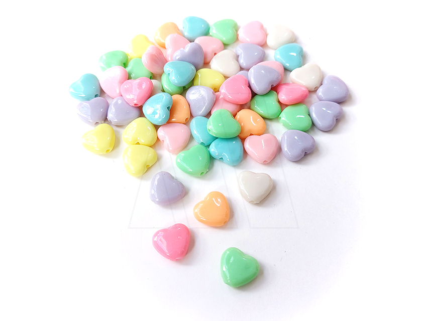 CUENTAS DE PLASTICO CORAZON 12MM X 125GRS (659)