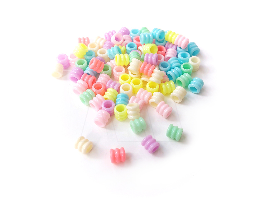 CUENTAS DE PLASTICO TUBO 7MM X 5MM X 125GRS