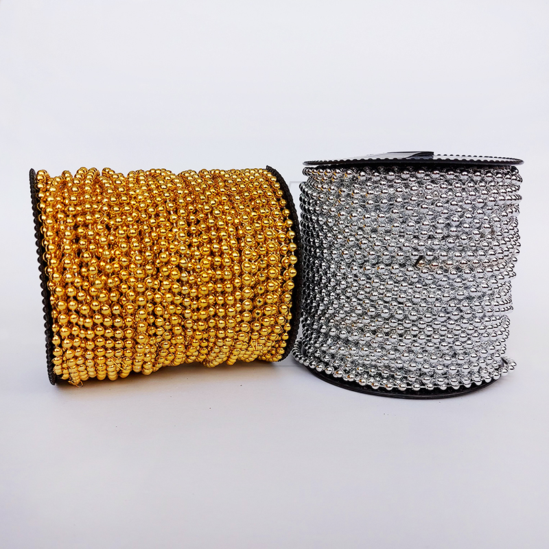 PERLAS METALIZADAS PEGADAS EN ROLLO DORADO-PLATEADO Nº4 X 50YDS