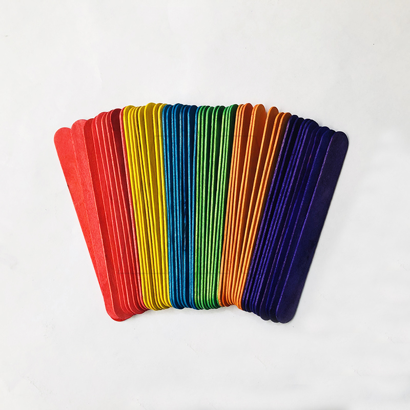 PALITO DE HELADO DE MADERA GRANDE DE COLORES X 50UN