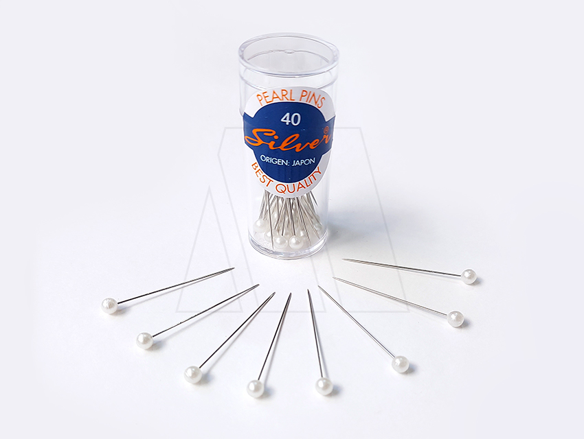 ALFILER CABEZA PERLADA JAPONESA BLANCO EN TUBO X 40UN