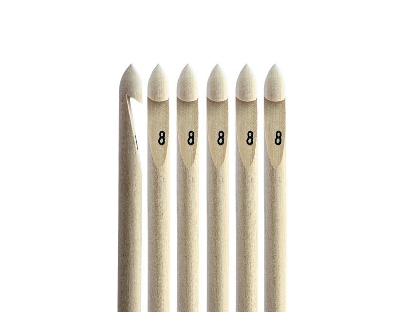 AGUJA CROCHET MADERA Nº8 X 6UN