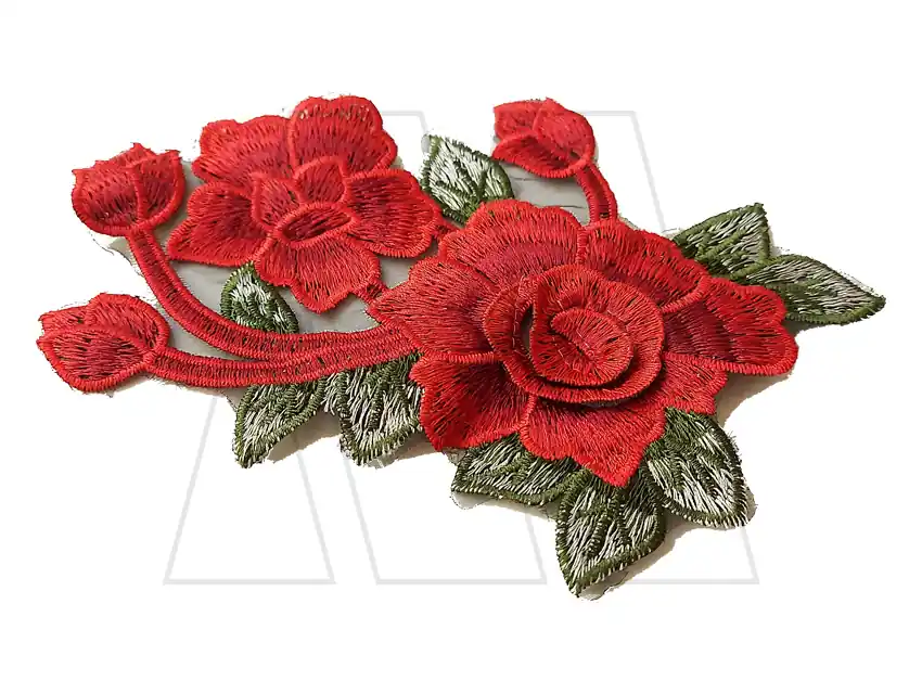 APLIQUE BORDADO FLORES ROJAS 20CM X 12,5CM X UN