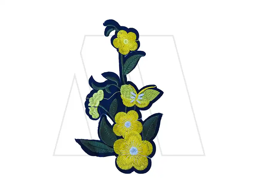 APLIQUE BORDADO FLORES AMARILLAS 10CM X 19CM X UN
