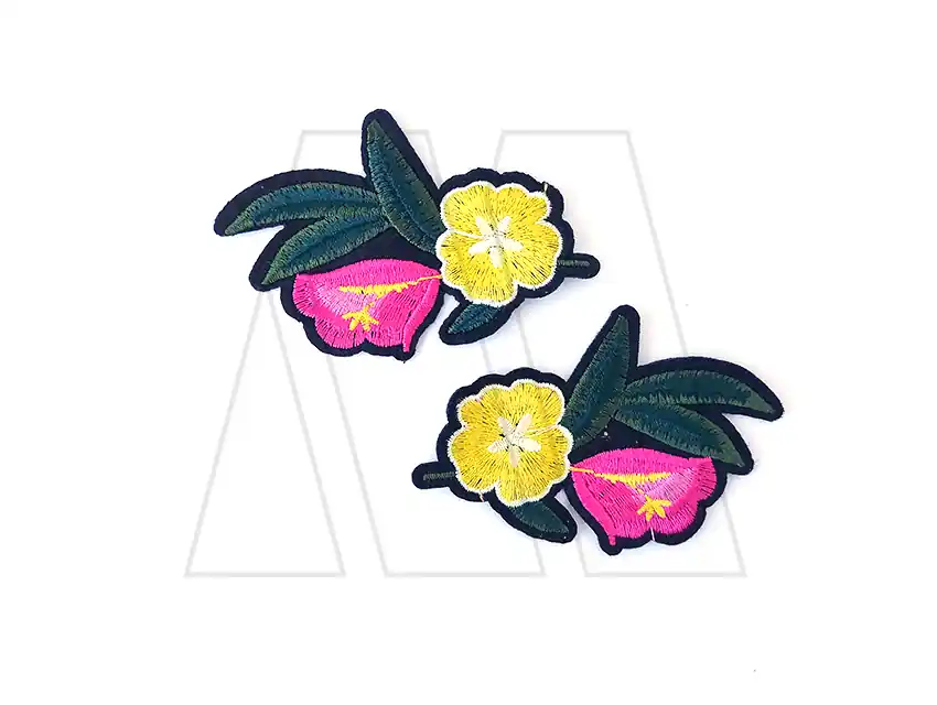 APLIQUE BORDADO FLORES 9CM X 6CM X 2UN 