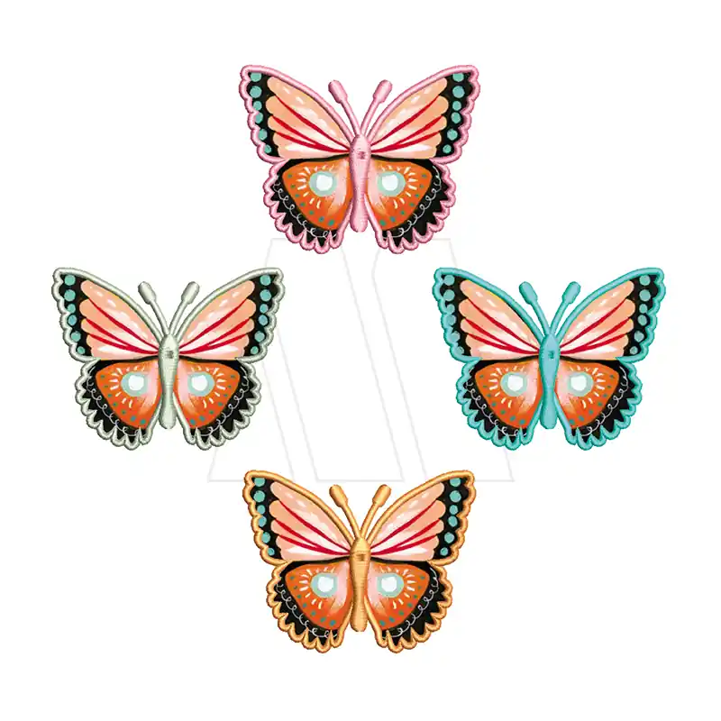 APLIQUE BORDADO TERMOAD MARIPOSA ESTAMPADO X 4UN