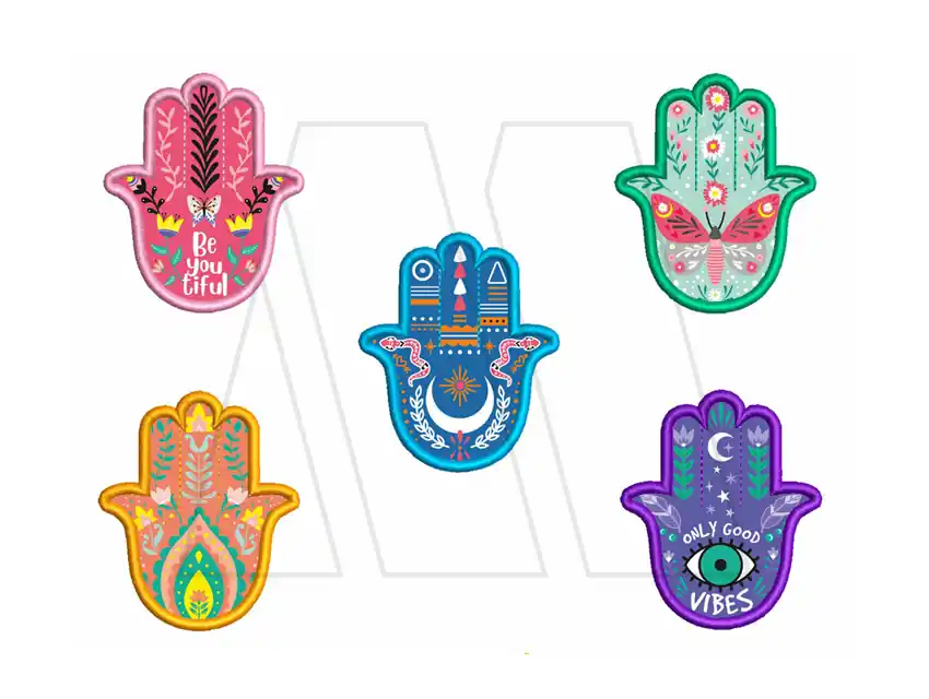 APLIQUE BORDADO HAMSA SURTIDOS X 6UN