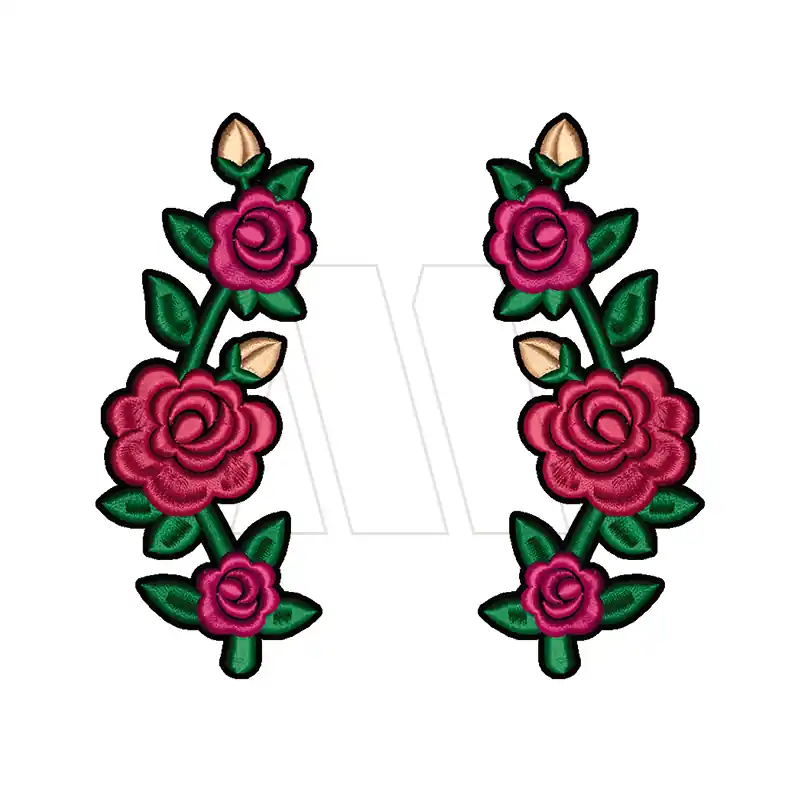APLIQUE BORDADO TERMOAD ROSAS ESPEJADAS X 4UN