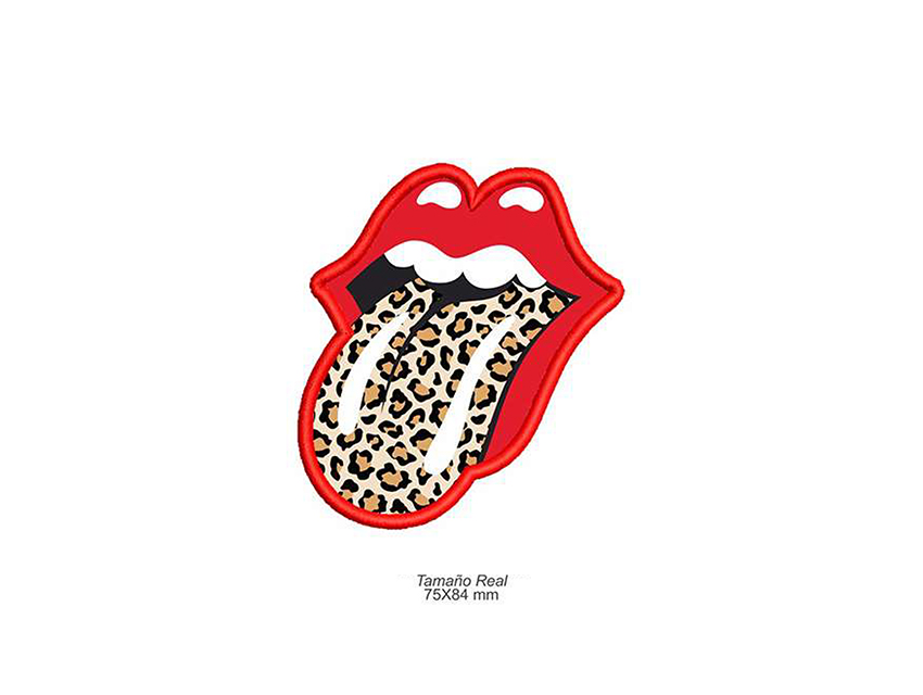 APLIQUE BORDADO TERMOAD LENGUA ROCK ANIMAL PRINT X 4UN