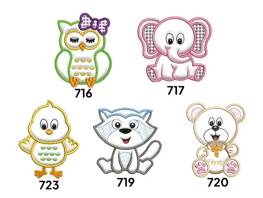 APLIQUE BORDADO TERMOAD RASO ANIMALITOS X 4U