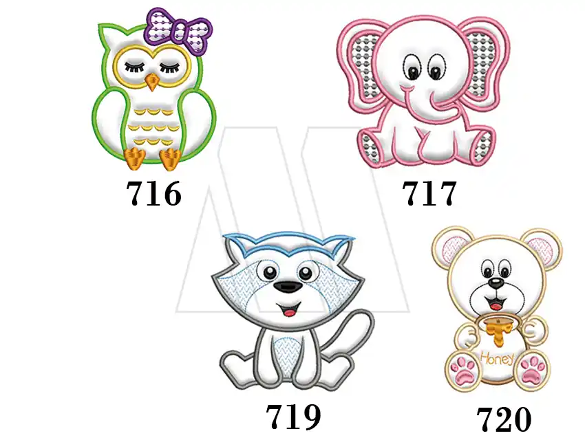 APLIQUE BORDADO TERMOAD RASO ANIMALITOS X 4U