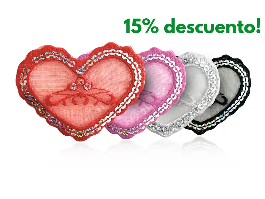 APLIQUE BORDADO TERMOAD CORAZON2 7CM X 9CM X 6UN