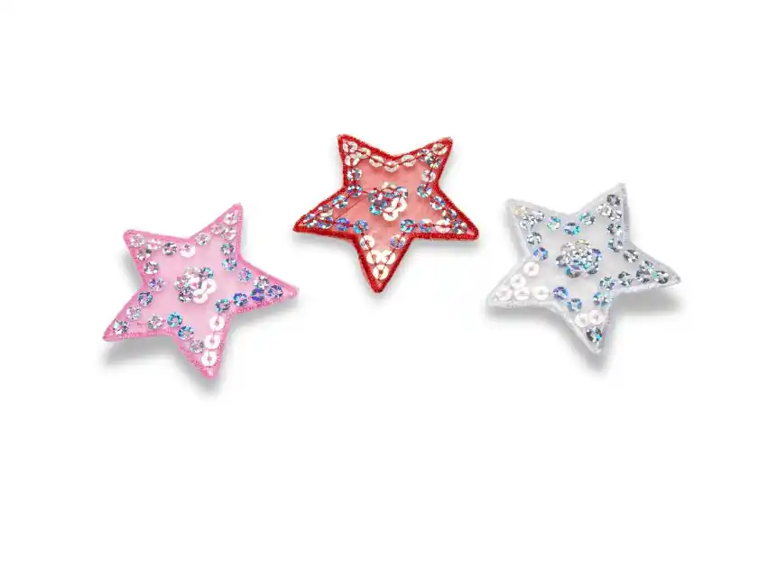 APLIQUE BORDADO TERMOAD ESTRELLA TUL 6CM X 6UN