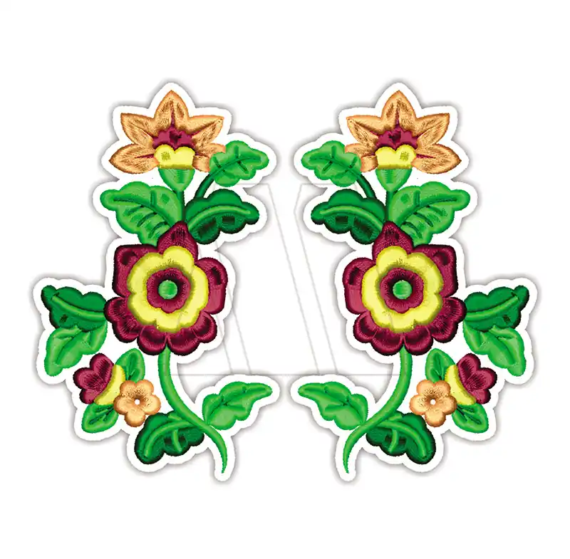 APLIQUE BORDADO TERMOAD GUIA FLOR BORDO ESPEJADO X 4UN