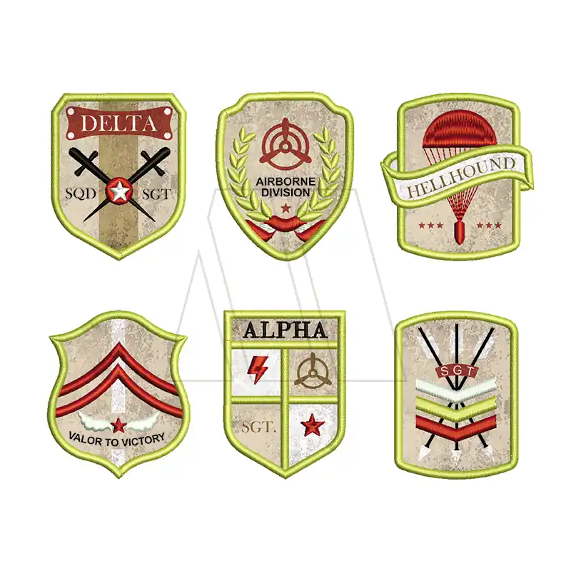 APLIQUE BORDADO TERMOAD ESCUDOS DORADOS X 6UN