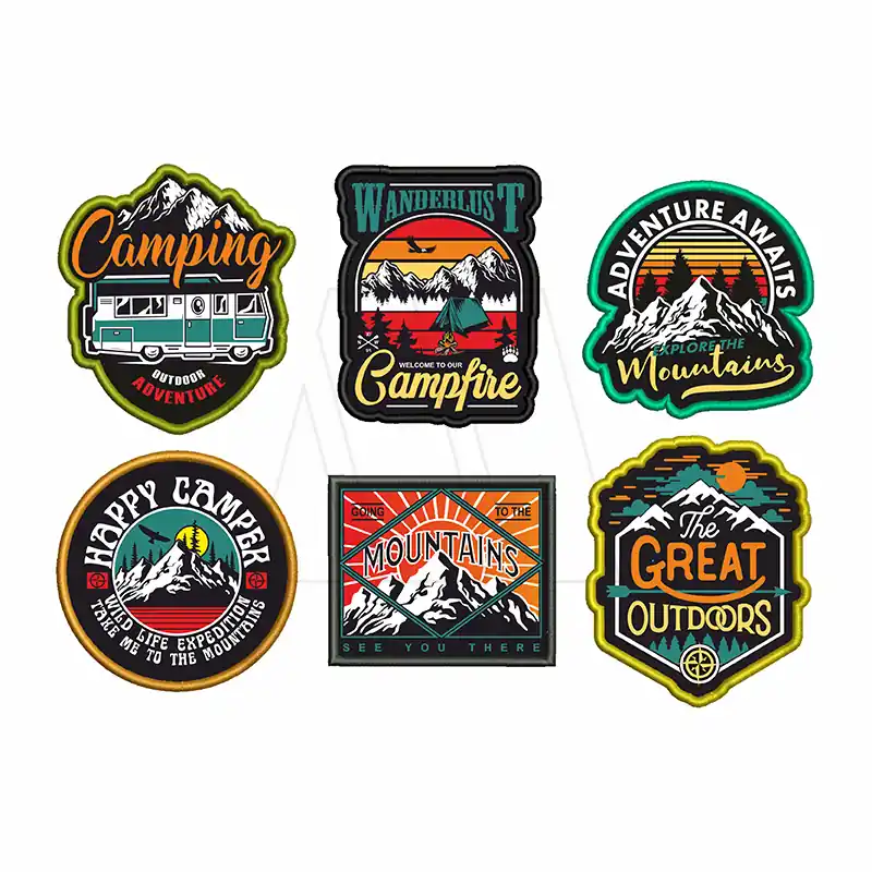 APLIQUE BORDADO TERMOAD ETIQUETA CAMPING X 6UN