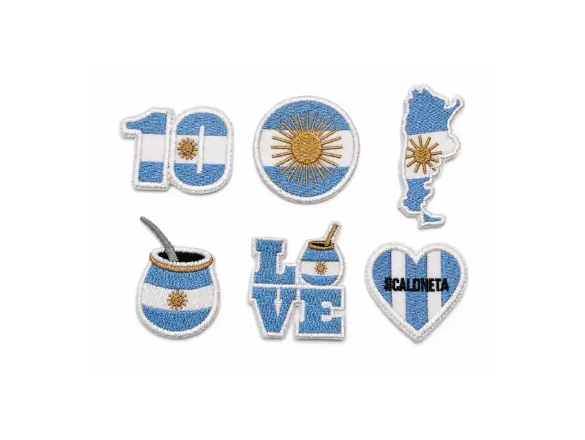APLIQUE BORDADO TERMOAD ARGENTINA 5,5CM X 7CM X 6UN SURTIDAS