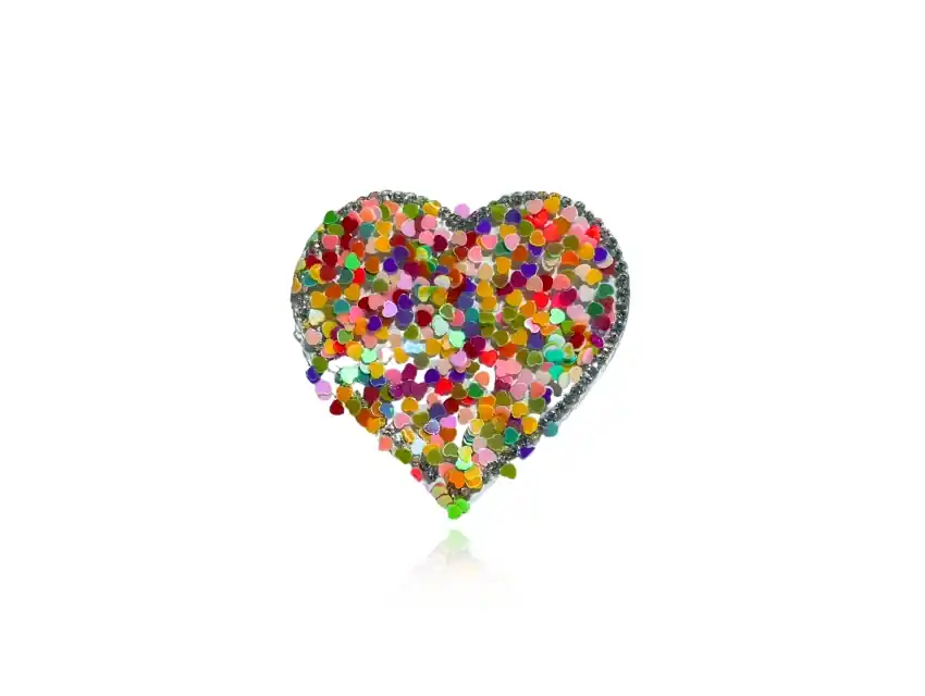 APLIQUE CON LENTEJUELAS Y STRASS TERMOAD CORAZON 5,5 CM X 6 CM X 4 UN