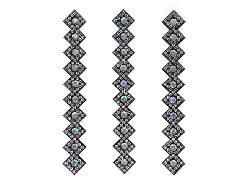 APLIQUES STRASS ROMBOS 1CM X 11CM X 12UN 