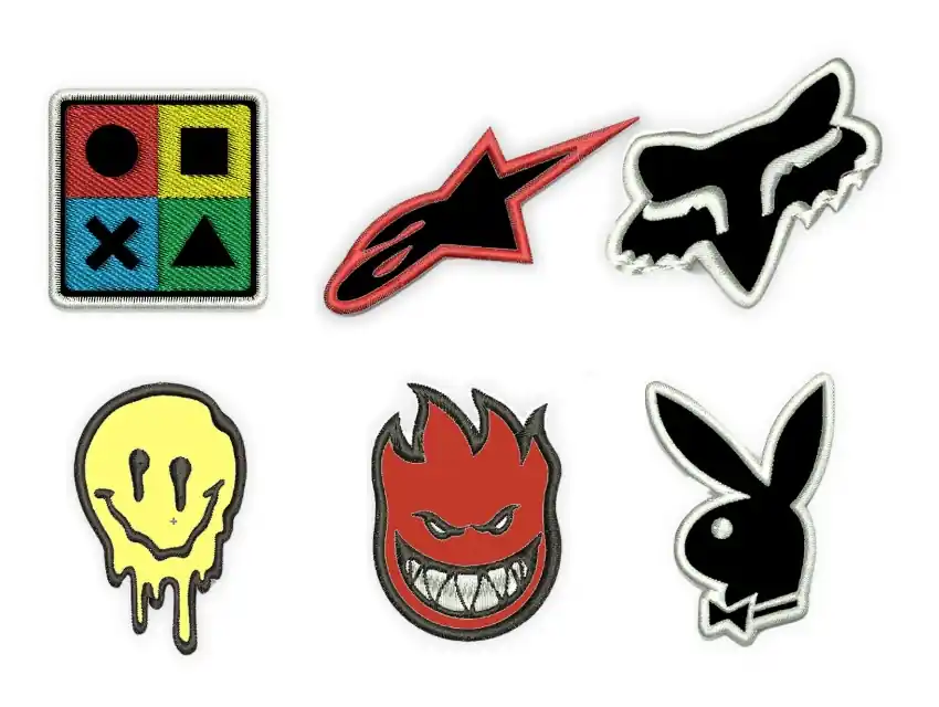 APLIQUE BORDADO TERMOAD LOGO MARCAS 5CM X 5CM X 6UN SURTIDAS