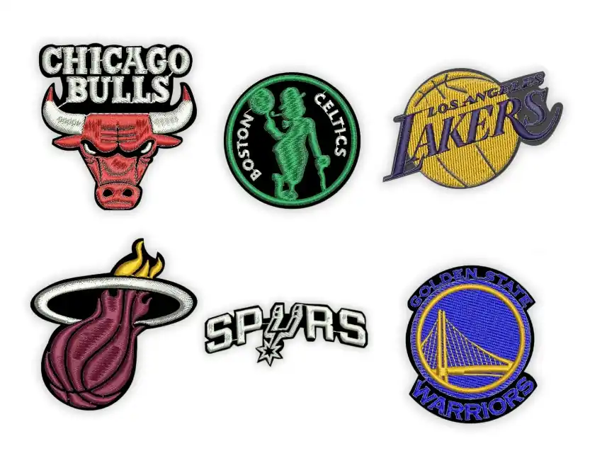 APLIQUE BORDADO TERMOAD ESCUDOS BASQUET NBA 5,5CM X 5,7CM X 6UN SURTIDAS