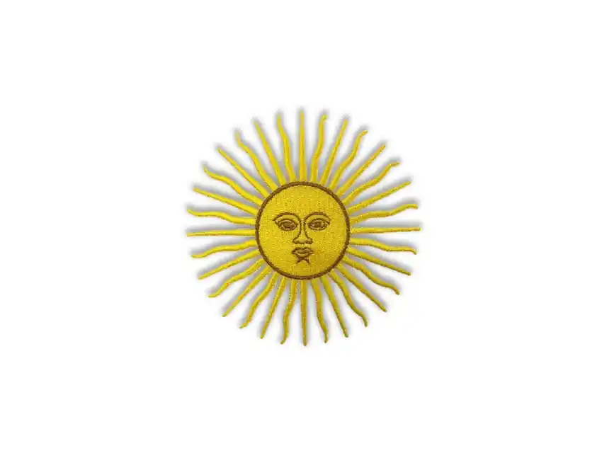 APLIQUE BORDADO SOL BANDERA ARGENTINA 9CM X 9CM X 4UN