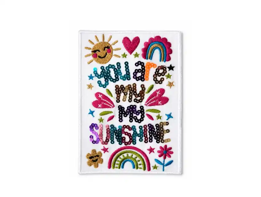 APLIQUE BORDADO TERMOAD C/ LENTEJUELAS MY SUNSHINE 10,3CM X 15CM X 3UN