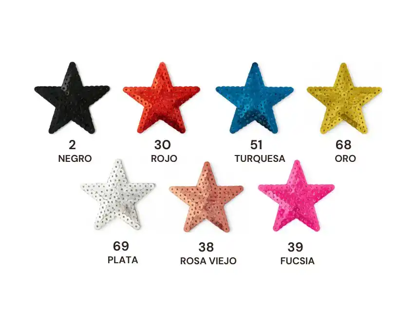 APLIQUE TERMOAD CON LENTEJUELAS ESTRELLA CHICO 6CM X 6CM X 6UN