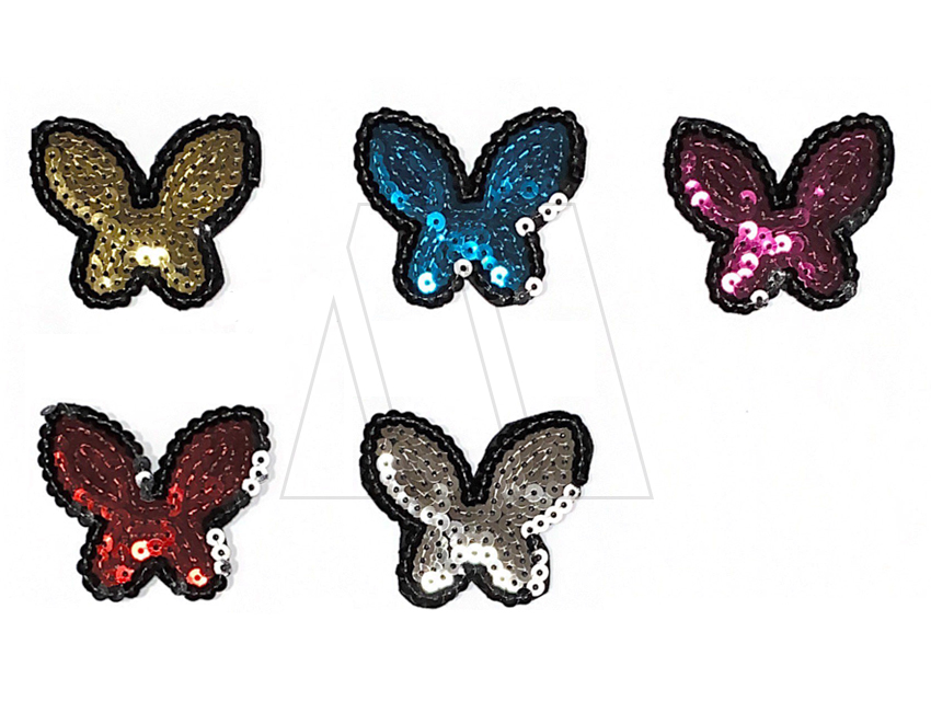 APLIQUE TERMOAD CON LENTEJUELAS MARIPOSA X 6UN