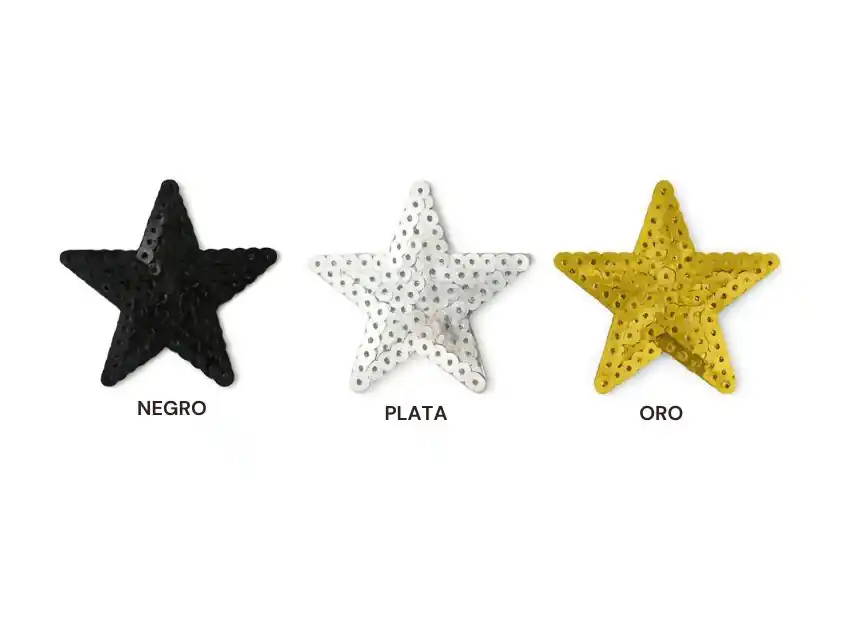 APLIQUE TERMOAD CON LENTEJUELAS ESTRELLA GRANDE X 9CM X 9CM X 4UN