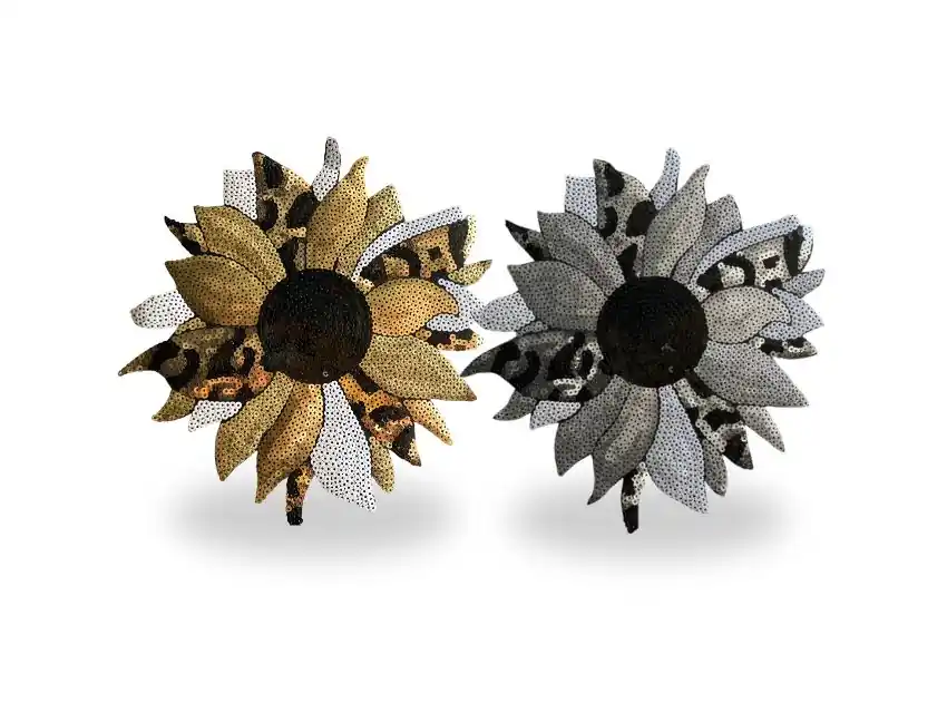 APLIQUE TERMOAD CON LENTEJUELAS GIRASOL ANIMAL PRINT 23CM X 23CM X 2UN