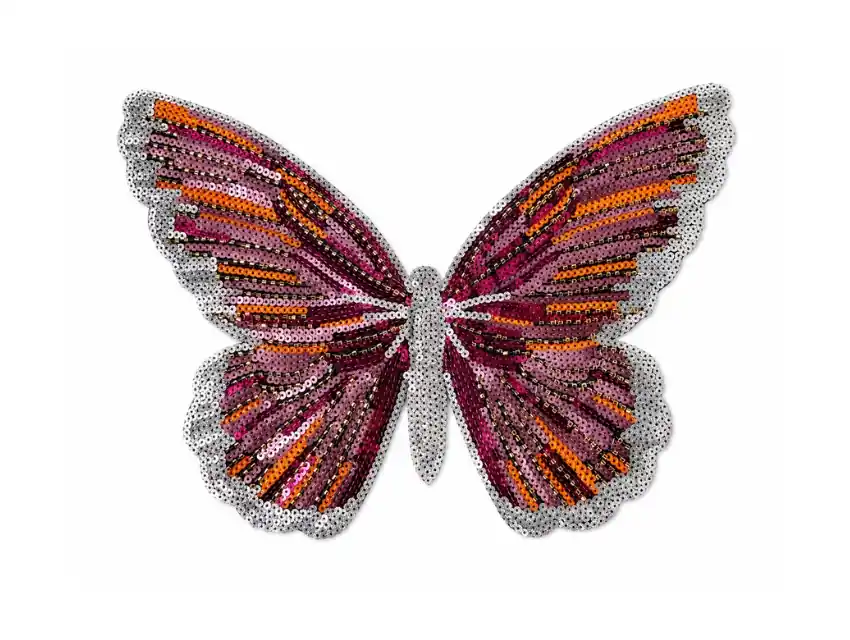 APLIQUE TERMOAD CON LENTEJUELAS Y CANUTILLOS MARIPOSA 22,5CM X 31CM X 2 UN
