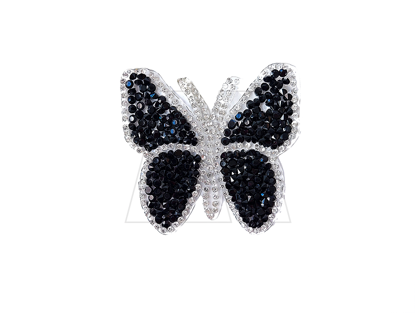 APLIQUE DE PIEDRAS Y STRASS TERMOAD MARIPOSA NEGRA X 2UN