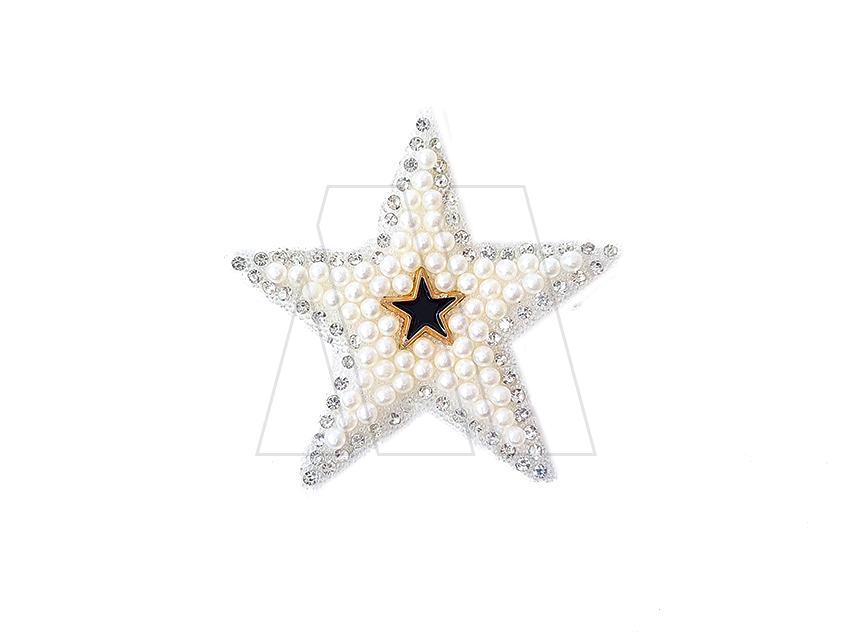 APLIQUE DE PIEDRAS Y PERLAS TERMOAD ESTRELLA BLANCA X 2UN