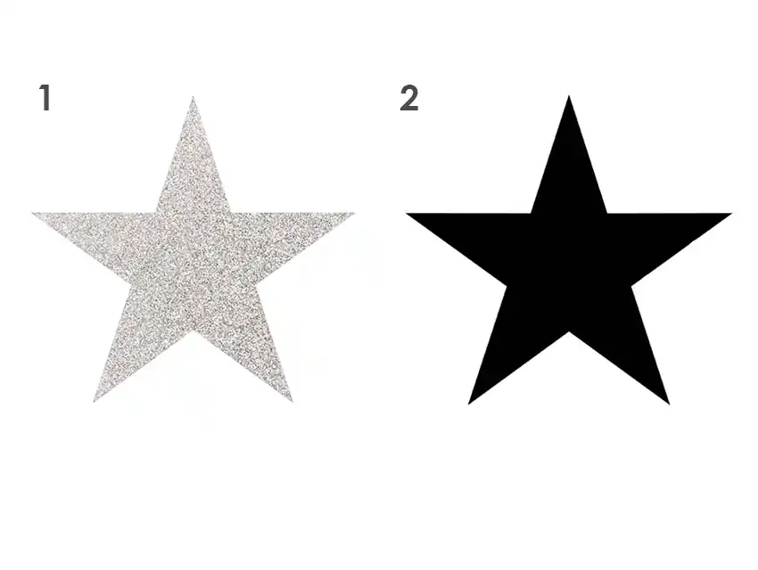 APLIQUE TERMOAD ESTRELLA PLATEADA - NEGRA MEDIANA X 6UN