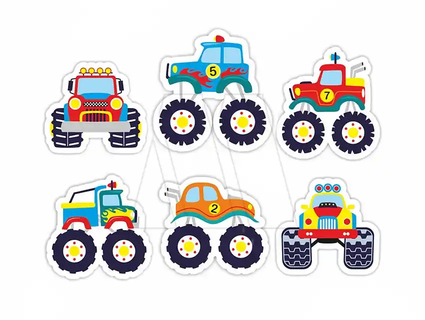 APLIQUE ESTAMPADO TERMOAD VEHICULOS T.T CHICO X 6UN