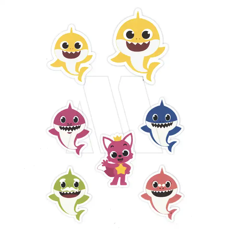 APLIQUE ESTAMPADO TERMOAD PERSONAJE TIBURON CHICO X 6UN