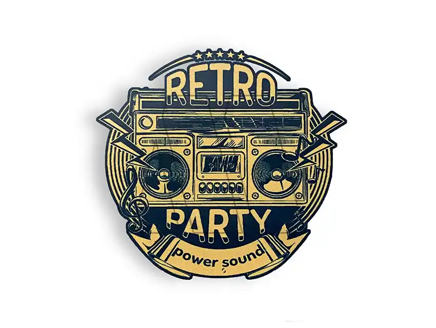 ESTAMPA DTF TERMOAD RETRO PARTY 8CM X 8CM X 4UN