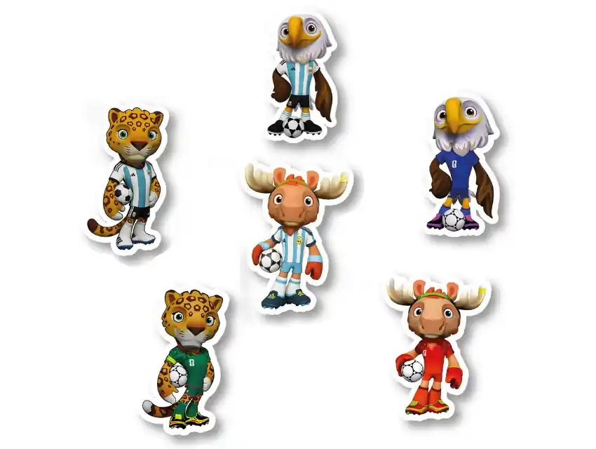 APLIQUE ESTAMPADO TERMOAD MASCOTAS MUNDIAL 4CM X 8,5CM X 6UN SURTIDAS