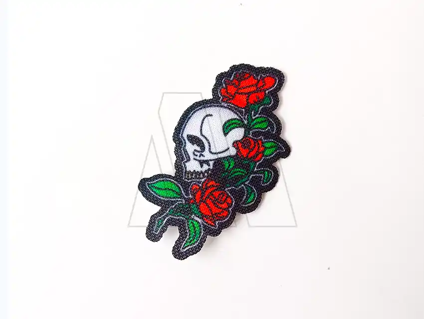 APLIQUE ESTAMPADO TERMOAD CALAVERA C/ROSAS X 6UN