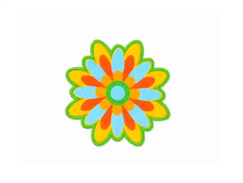 APLIQUE ESTAMPADO TERMOAD FLOR C/BORDE VERDE X 6UN