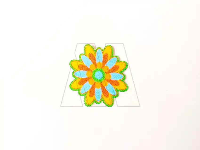 APLIQUE ESTAMPADO TERMOAD FLOR C/BORDE VERDE X 6UN